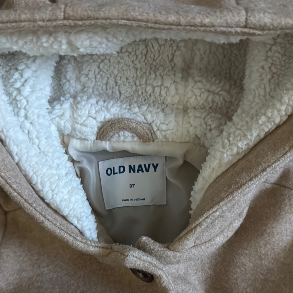 Old Navy Kids Beige Hooded Puffer Jacket - Picture 2 of 5